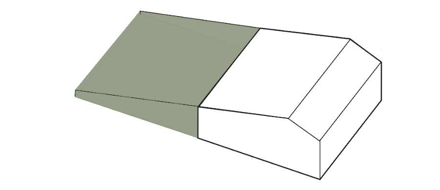 Design process diagram: increased roof surface area extended over the courtyard for habitat regeneration