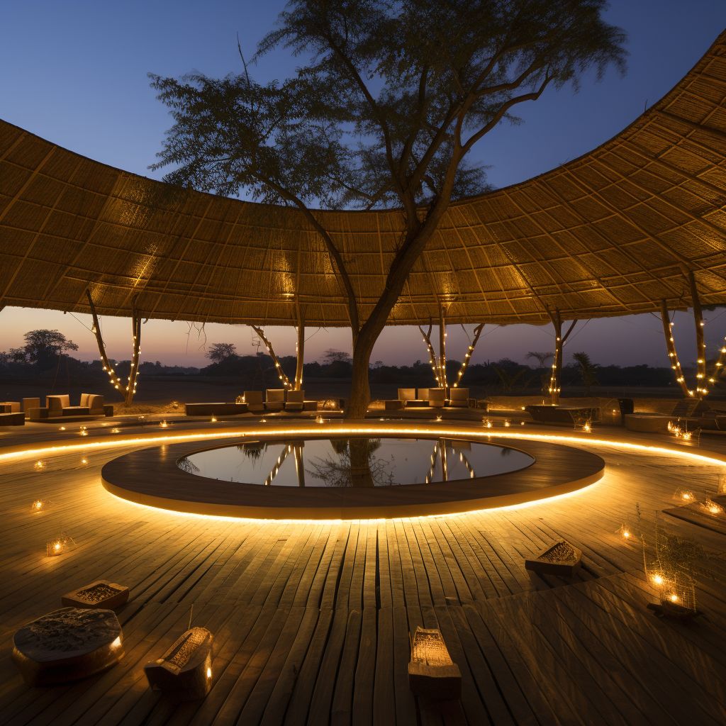 Nurler Resort: design render of a pool beneath a thatched canopy