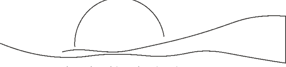 Line study of a horizon curve with a rising sun behind it