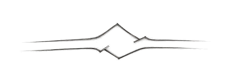 Line study of a continuous ridge form, its two wings rising to a peak over a central void